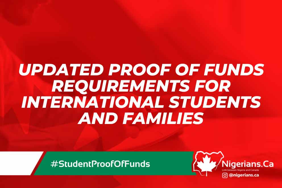 Updated Proof of Funds Requirements for International Students and Families.