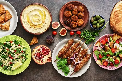 Image of table filled with varieties of food